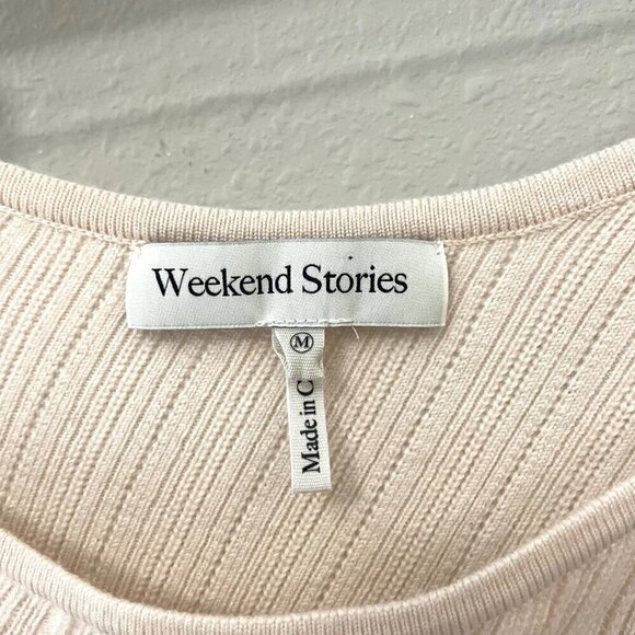 Weekend Stories Keane Ivory Knit Fitted Wool Blend Long Sleeve Dress Size M - Picture 3 of 10